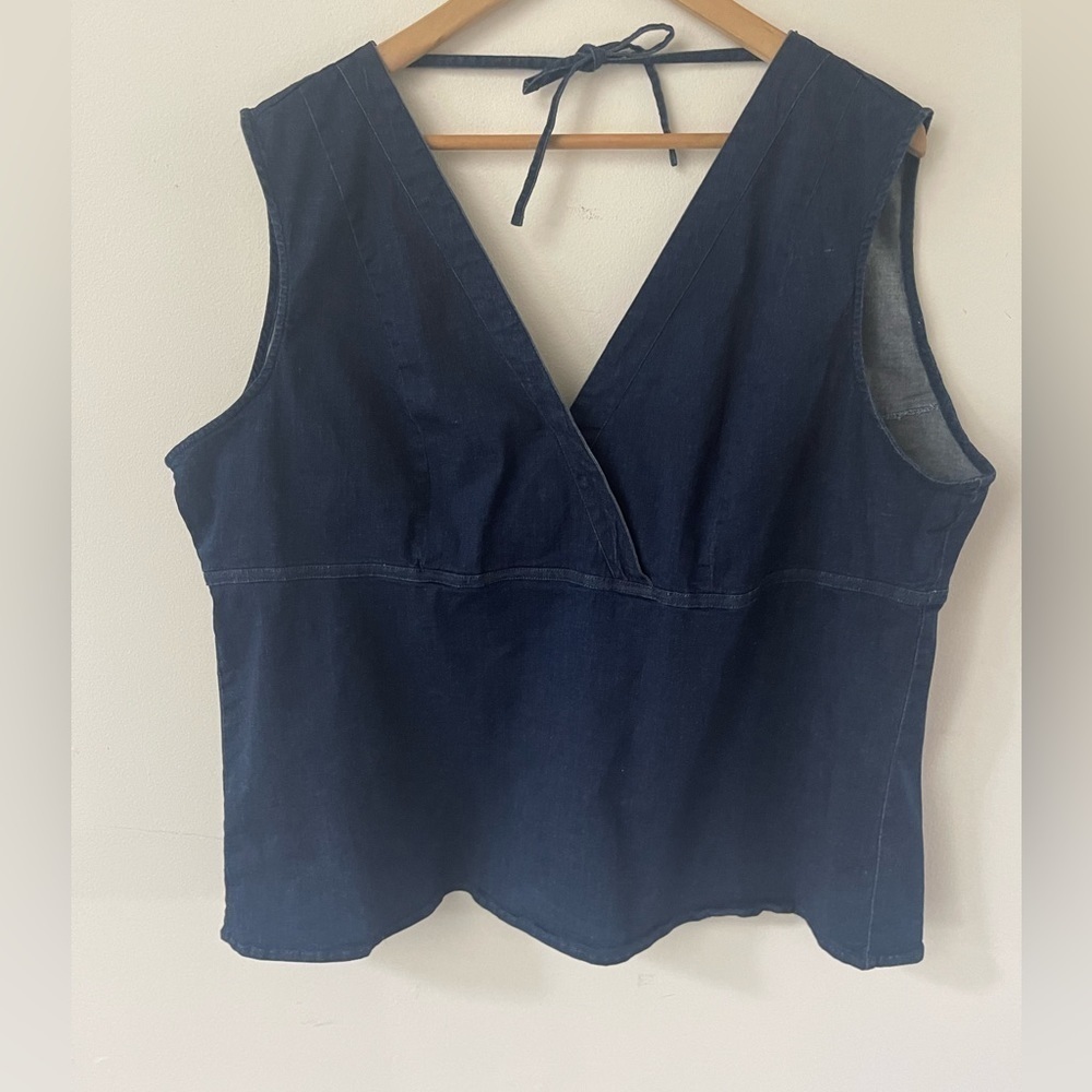 Venezia Jeans Womens Blue Denim Size 26 Back Out Spaghetti Strap Tie Tank Too